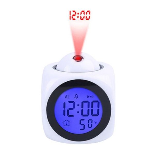 

alarm clock projection temperature snooze time calendar display music alarm table clock digital alarm clock for bedroom living room decor