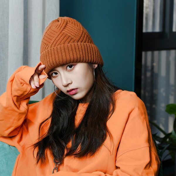 

beanie/skull caps 2021 candy colors winter hat women knitted warm soft trendy kpop style wool beanie elegant all-match, Blue;gray