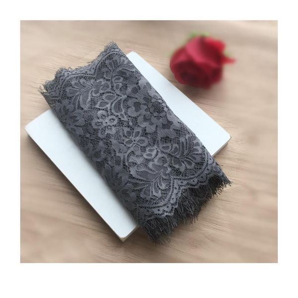 

3yards 26cm wide eyelash black grey soft floral classic lace trim decor craft sewing lace fabric for dress maki jllvqe