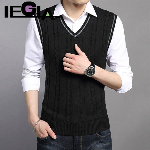 

men sweater winter&spring jacket mens pullovers sleeveless knitted gentleman sweater vest male elegant casual designe, White;black