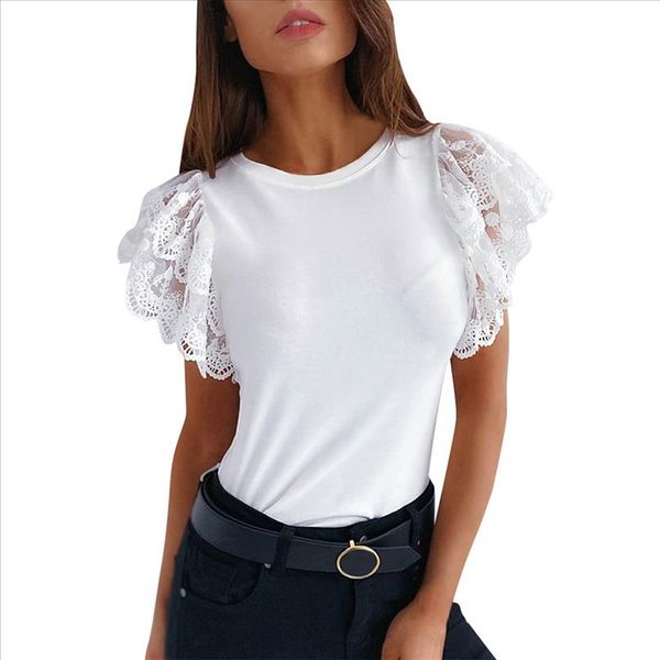 

women short petal sleeve clothing o neck solid black white blouse ladies casual shirt drop shipping