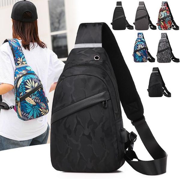 

fashion outdoor chest bag zipper floral print one-shoulder bag sports waist belt bag teenager oxford cloth messenger chest bags by1659