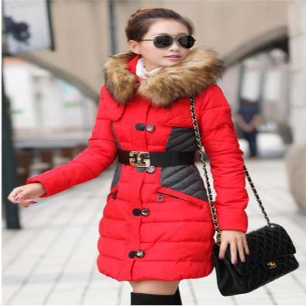 

coat coat in the long section of large size korean hooded jacket thick color slim cotton padded clothes wholesale, Black