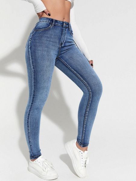 

slant pocket skinny jeans d5sa#, Blue