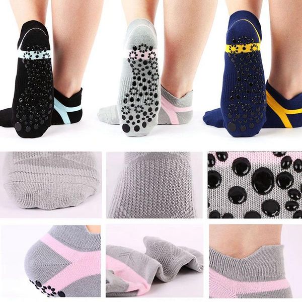 

sports socks spring summer tube cotton breathable casual round head silicone non-slip yoga, Black