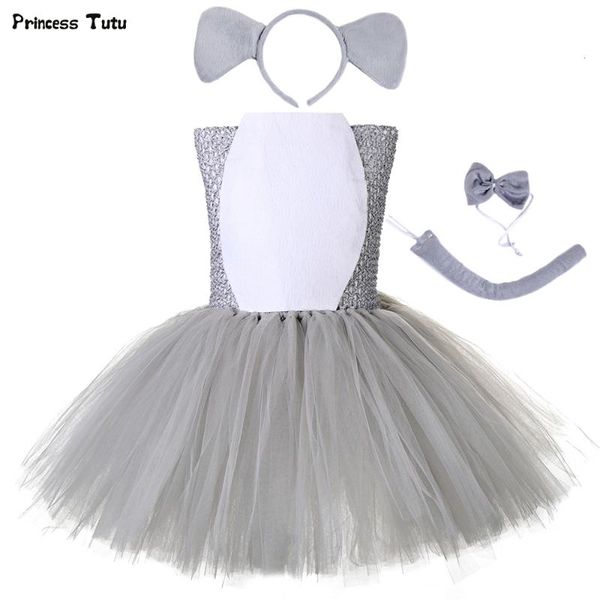 

girl's dresses 1set gray elephant girls tutu dress outfit animal theme toddler baby girl birthday party fancy halloween costume for kid, Red;yellow