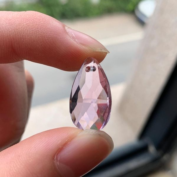 

10pc pink teardrop glass crystal 20mm chandelier part lamp prism suncatcher diy pendant eye tear faceted h wmtwum