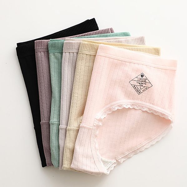 

10 colors cotton solid women's panties comfort underwear -friendly briefs for ladies mid-rise lace panty intimates, Black;pink