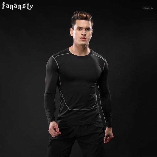 

compression shirt men long sleeve fitness quick-dry running t-shirt men jogging gym clothing sport training t-shirt 2020 new1, Black;blue