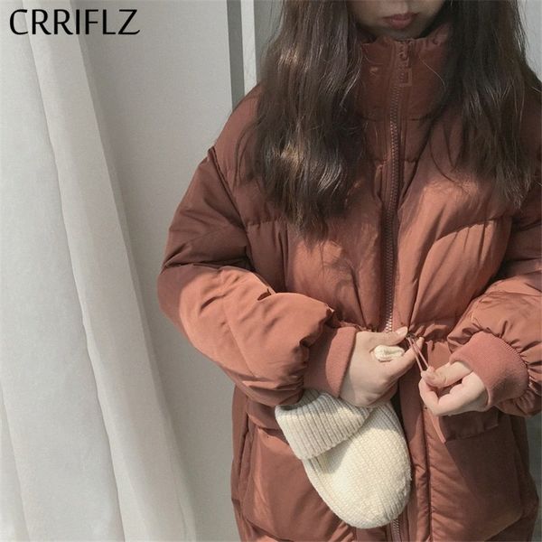 

crriflz new womens winter jackets short warm thicken down parka fashion big pocket desgin down jacktes stand collar casual coats obev#, Black