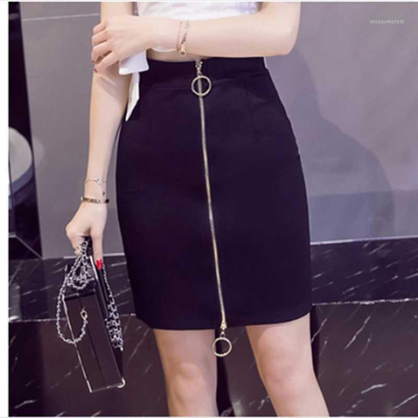 

skirts fashion elastic high waist women package hip step casual skirt ladies two-way zipper office pencil skirt1, Black