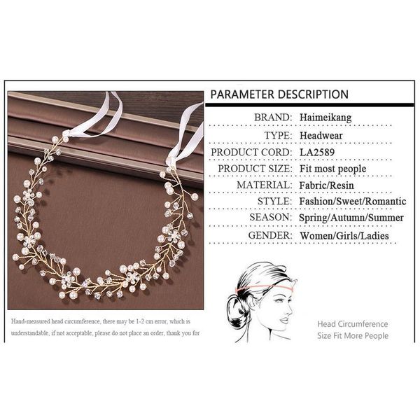 

haimeikang romantic handmade pearl crystal flower wreath headband ribbon bridal floral garlands wedding women hair acc qylmrp