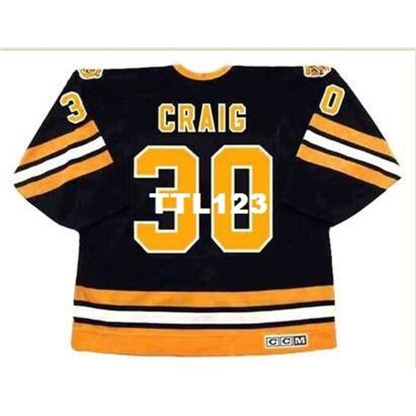 

740s #30 jim craig boston bruins 1981 ccm vintage retro away hockey jersey or custom any name or number retro jersey, Black