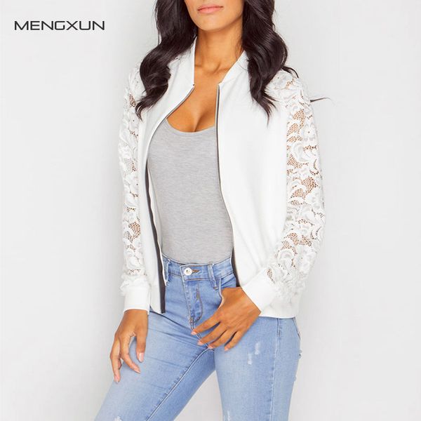 

wholesale- women jacket new arrival female solid lace stitching baseball jacket stand collar bomber jacket coat outwear plus size, Black;brown