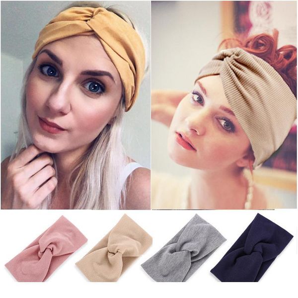 

donarsei korea winter wide knitting cross headband for women fashion solid color elastic yoga turban bandage bandanas h jllxzt