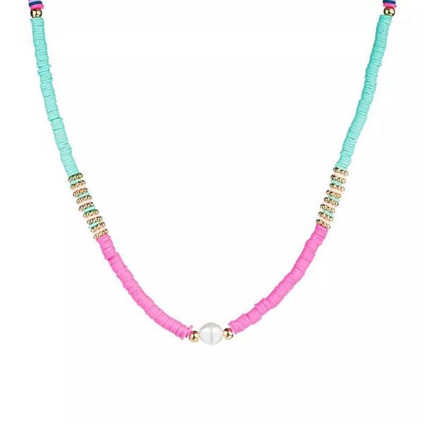 

pendant necklaces women fashion rainbow long necklace multi-color stitching pearl jewelry bohemia 2021 summer trendy neck decorative1, Silver