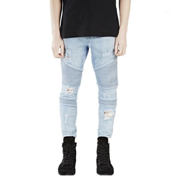 

represent clothing designer pants slp blue/black destroyed mens slim denim straight biker skinny jeans men ripped jeans 28-381