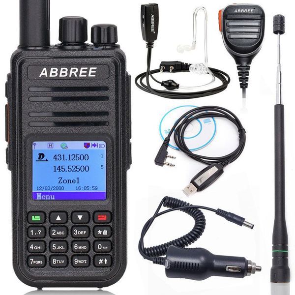 

walkie talkie abbree ar-uv380 (gps) dmr vhf uhf dual band 136-174 & 400-480mhz time slot tier 1&2 digital md-390 radio1