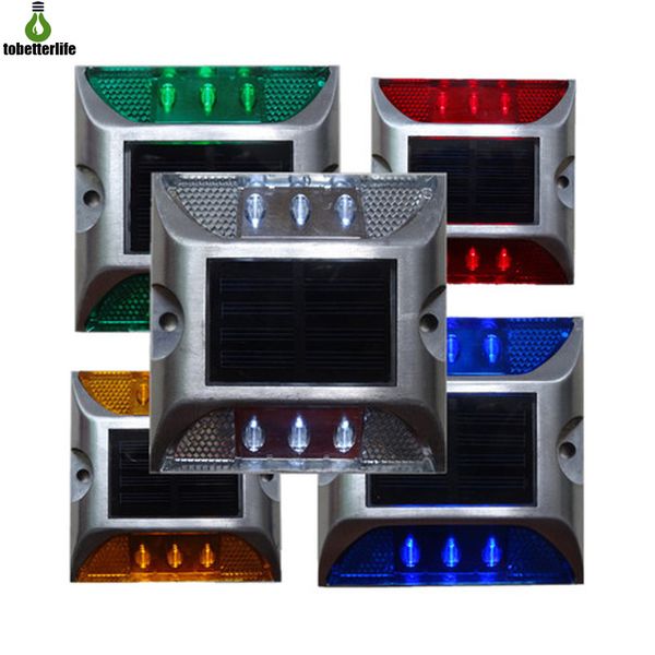 Luzes solares de convés para entrada de automóveis luz LED movida a energia solar ao ar livre marcadores de estrada à prova d'água para degrau calçada escada jardim chão