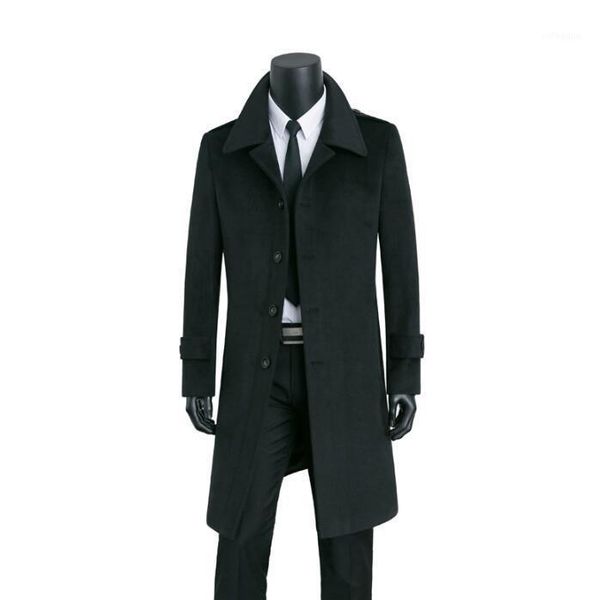 

winter casual woolen coat men trench coats youth long sleeves overcoat mens cashmere coat casaco masculino inverno erkek england1, Black