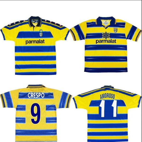 

1998 1999 2000 parma crespo retro soccer jersey 98 99 inglese gervinho karamoh football shirt amoroso f.cannavaro thuram ancient maillot, Black;yellow