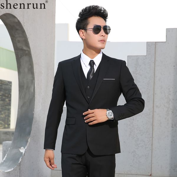 Shenrun мужские костюмы Slim Business Formance Casual Classic Suit Switch Build Groom Pription Prom One Hardhted Color Black Grey Navy Blue 201027