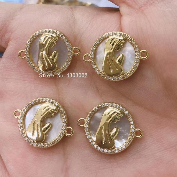 

pendant necklaces 50pcs/lot 15mm natural virgin praying mother of pearl shell for necklace charms day gift1, Silver