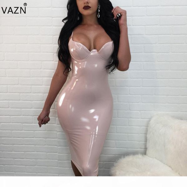 

vazn 2017 slim temperate fashion bandage dress strapless leather dress women bodycon club dress k8418 q171118, Black;gray