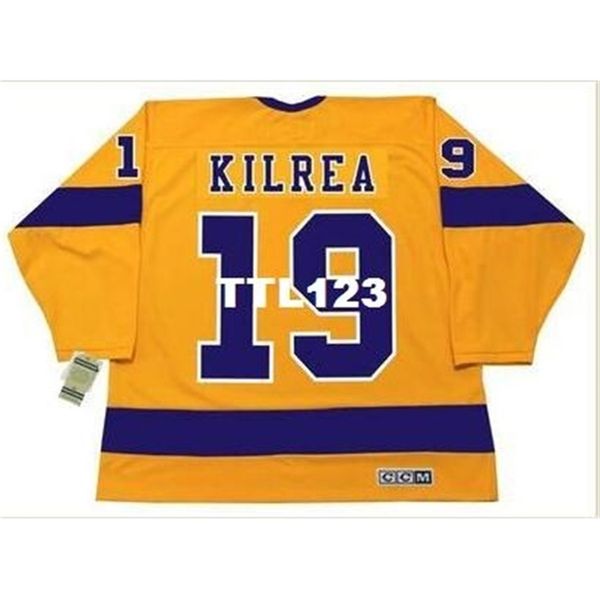 

121 #19 brian kilrea los angeles kings 1967 ccm vintage t home hockey jersey or custom any name or number retro jersey, Black
