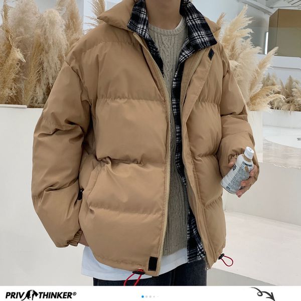 

privathinker 2020 winter new oversized man fashion parkas woman thicken zipper warm coats casual printed streetwear clothing c1115, Black;brown