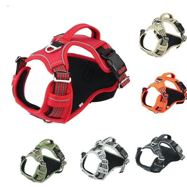 

reflective dog harness adjustable safety vehicular lead straps breathable dog harnesses walking training perros accesorios