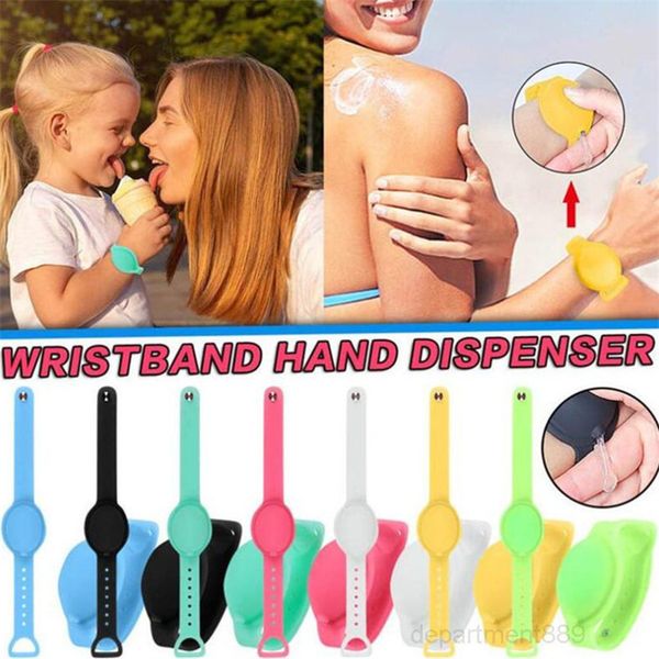 

a-8 colors wristband silicone sanitizer dispenser bracelet wearable disinfect wrist hand with 10ml empty bottle owb2288