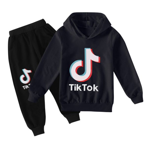 

kids tracksuits tiktok two pieces set boys girls fashion tiktok sweatshirts hoodies + pants suits big child clothing size 100-170, White