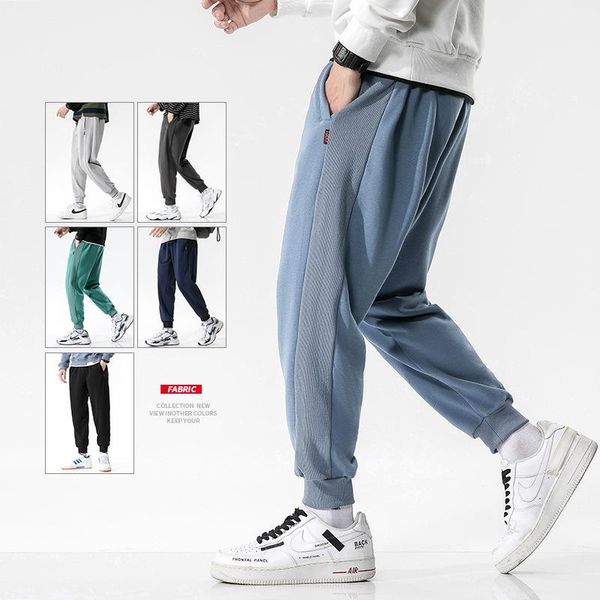 

men's pants bonjean harem for male 2021 loose autumn bottom elastic waist long trousers low-waist casual bj3383, Black