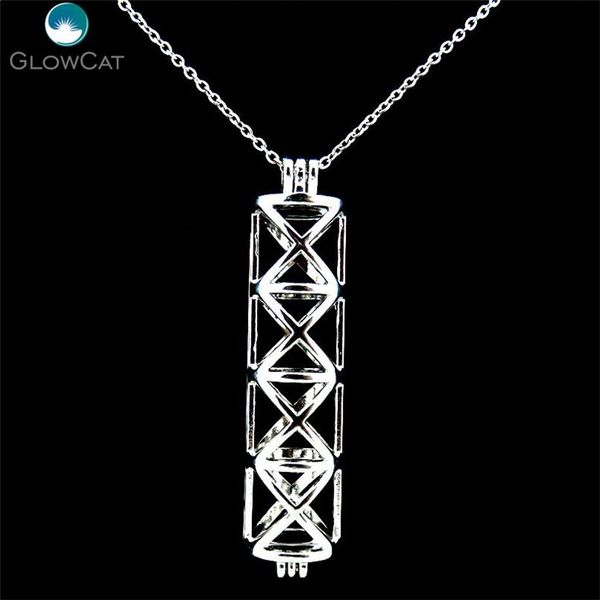 

k175 серебряный воронку крест прямоугольник медальон ожерелье жемчужное клетка из нержавеющей цепи аромат эфирного масла диффузора медальон, Silver