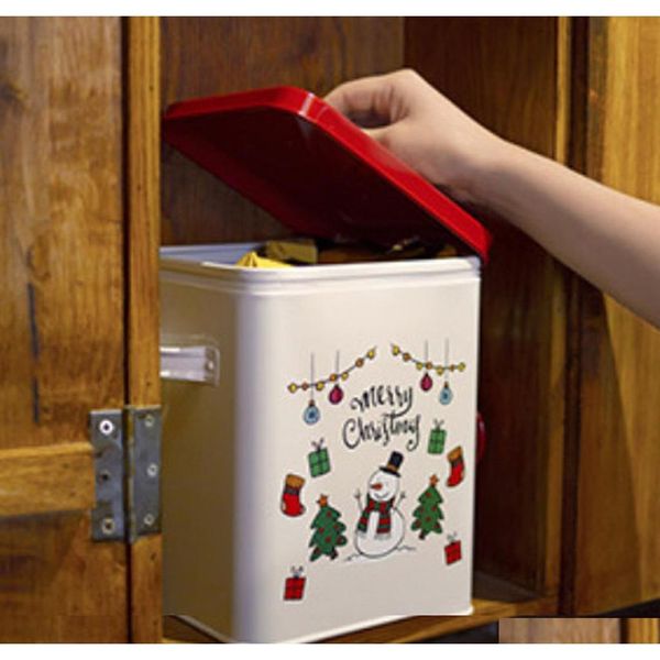 

christmas tin gift box cookie candy storage containers with lids, vintage style bread box qylpuh bbgargden