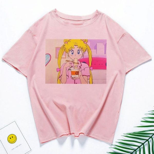 

sailor moon aesthetic tshirt harajuku t-shirt casual oversized gothic style t shirt kawaii clothes women korean clothes, White