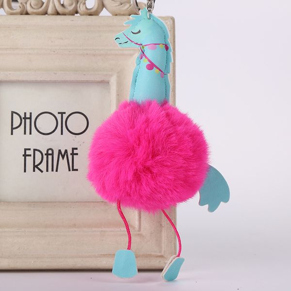 

chain fluffy car keychain pendant key girls pompom pu alpaca ball for women keyring christmas gift, Silver