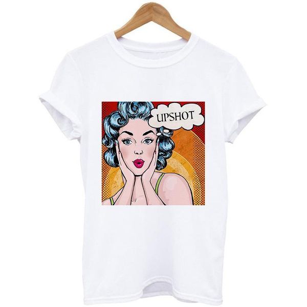 

funny modern girl print ladies round neck summer comfortable fashion loose casual t-shirt student harajuku, White