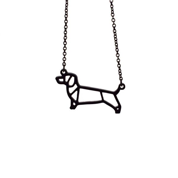 

pendant necklaces 4 colors origami dachshund necklace geometric jewellery women pet dog, Silver