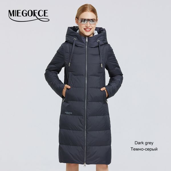 

miegofce 2020 new winter womens jacket long warm down jacket stand-up collar with a hood cold warm down coat windproof parkas c1204, Black