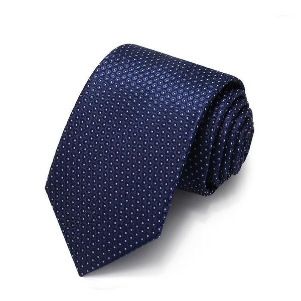 

2020 brand new fashion men 7cm dot navy blue necktie official business formal suit neck tie for men with gift box1, Black;gray