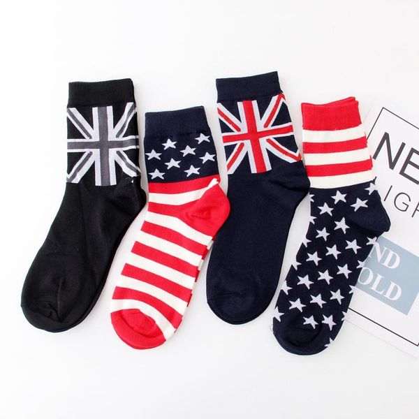 

geometric style happy socks men's socks fashion trend personality puzzle in spring and autumn, Black