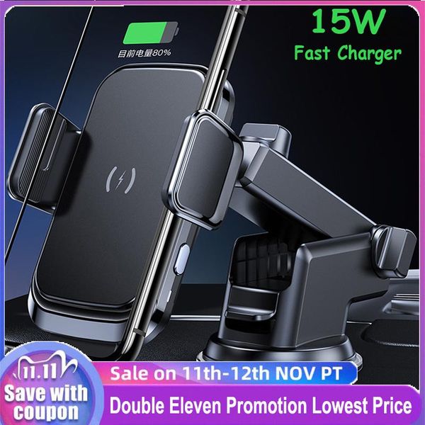 

cell phone mounts & holders 15w qi wireless charger car holder fast for 8 9 x xr xs s8 s9 s10 s8+ s9+two mode air vent / sucker