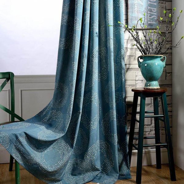 

curtain & drapes cotton polyester fabric bedroom curtains blue vintage valances window door darkening panels custom made kitchen