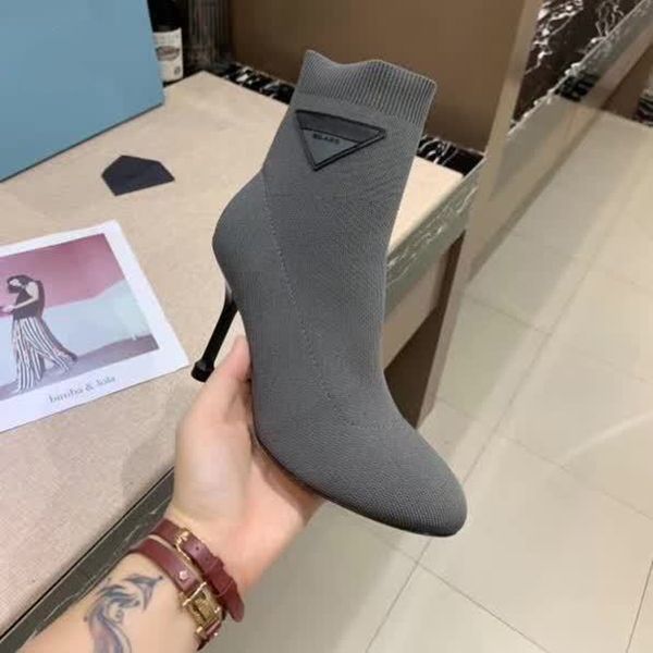 

spring autumn knitted elastic boots thin heels woman shoes high heel boots fashion socks boots lady high heels large size 34-41, Black