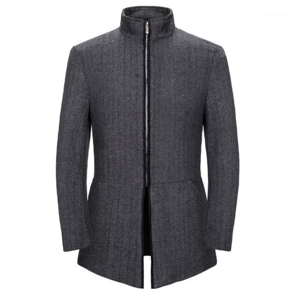 

men's trench coats spring and autumn winter 2021 est men's large size leisure style stand collar wool windshirt jacket mens coat 2, Tan;black