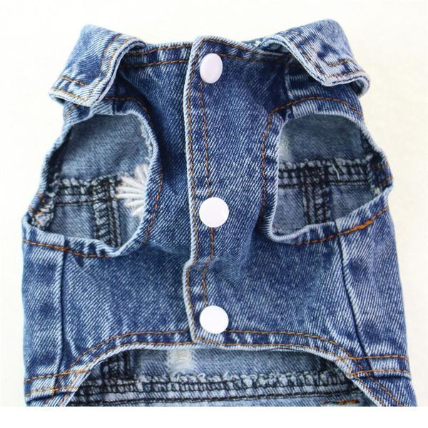 

old jean small dog clothes puppy dog jacket vest cowboy pet coat hole daisy embroidered clothing for small med bbyyky