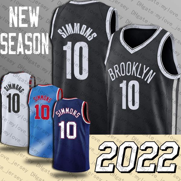 

ben 10 simmons basketball kevin 7 durant jerseys kyrie 11 city irving city 2022 season 75th anniversary, Black;red