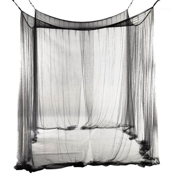 

european style 4 corner post bed canopy mosquito net full netting bedding 190x210x240cm (black)1